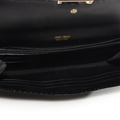Jimmy Choo Patent Snake Embossed Ubai Clutch Black 5 of 8