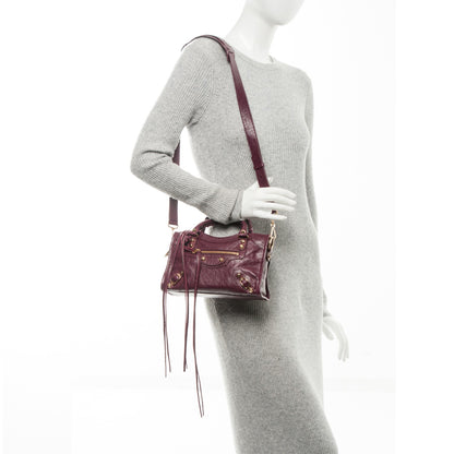 Balenciaga Agneau Classic Gold Hardware Mini City Violet Prune 2 of 8