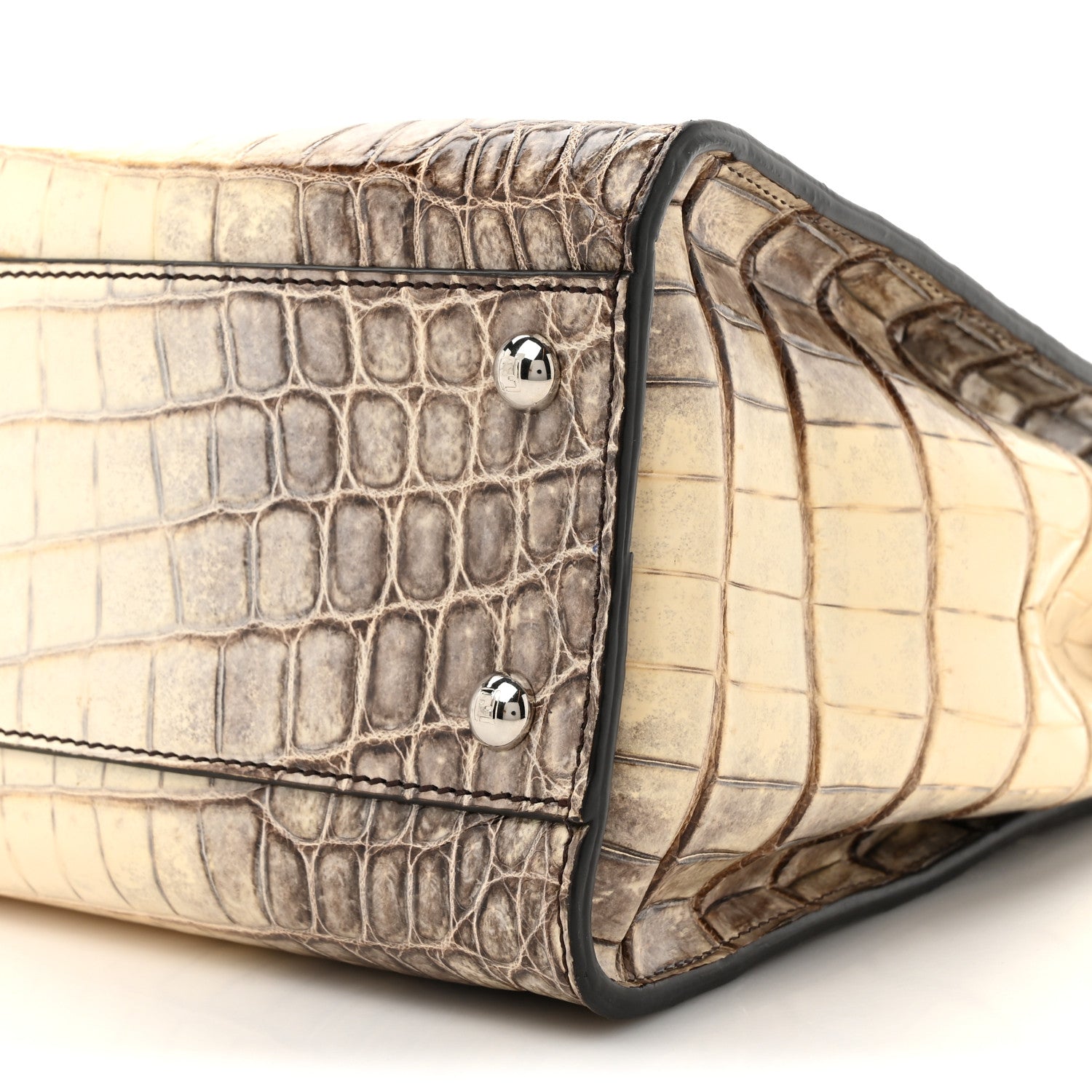 Fendi Shiny Crocodile Shiny Nappa Medium Peekaboo Iconic Satchel White Grey 9 of 10