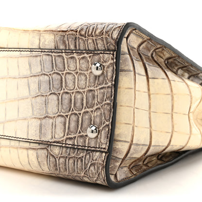Fendi Shiny Crocodile Shiny Nappa Medium Peekaboo Iconic Satchel White Grey 9 of 10