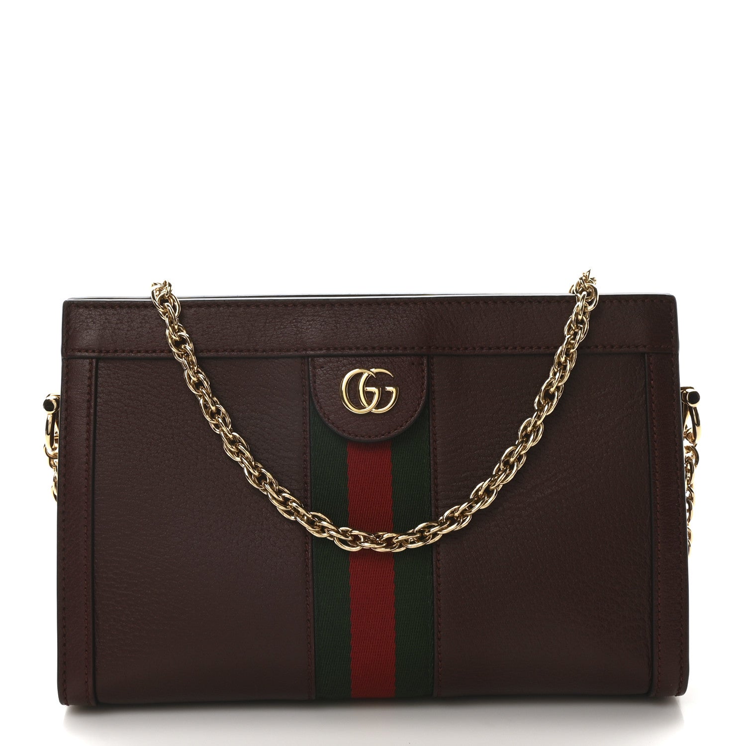 Gucci Textured Calfskin Web Small Ophidia Chain Shoulder Bag Vintage Bordeaux 1 of 10