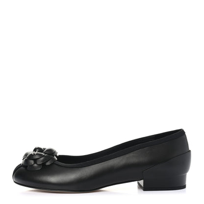 Chanel Lambskin Camellia Ballerina Flats 37 Black 1 of 10