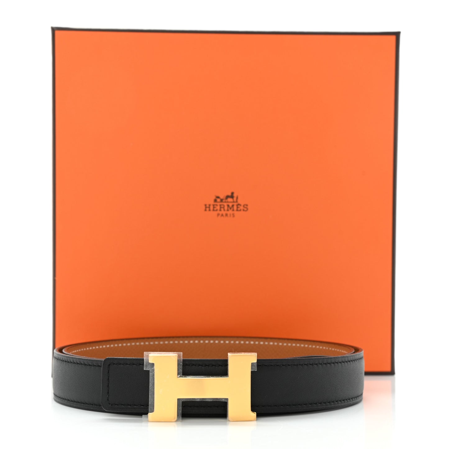 Swift Epsom 24mm Mini Constance H Belt 90 Black Gold