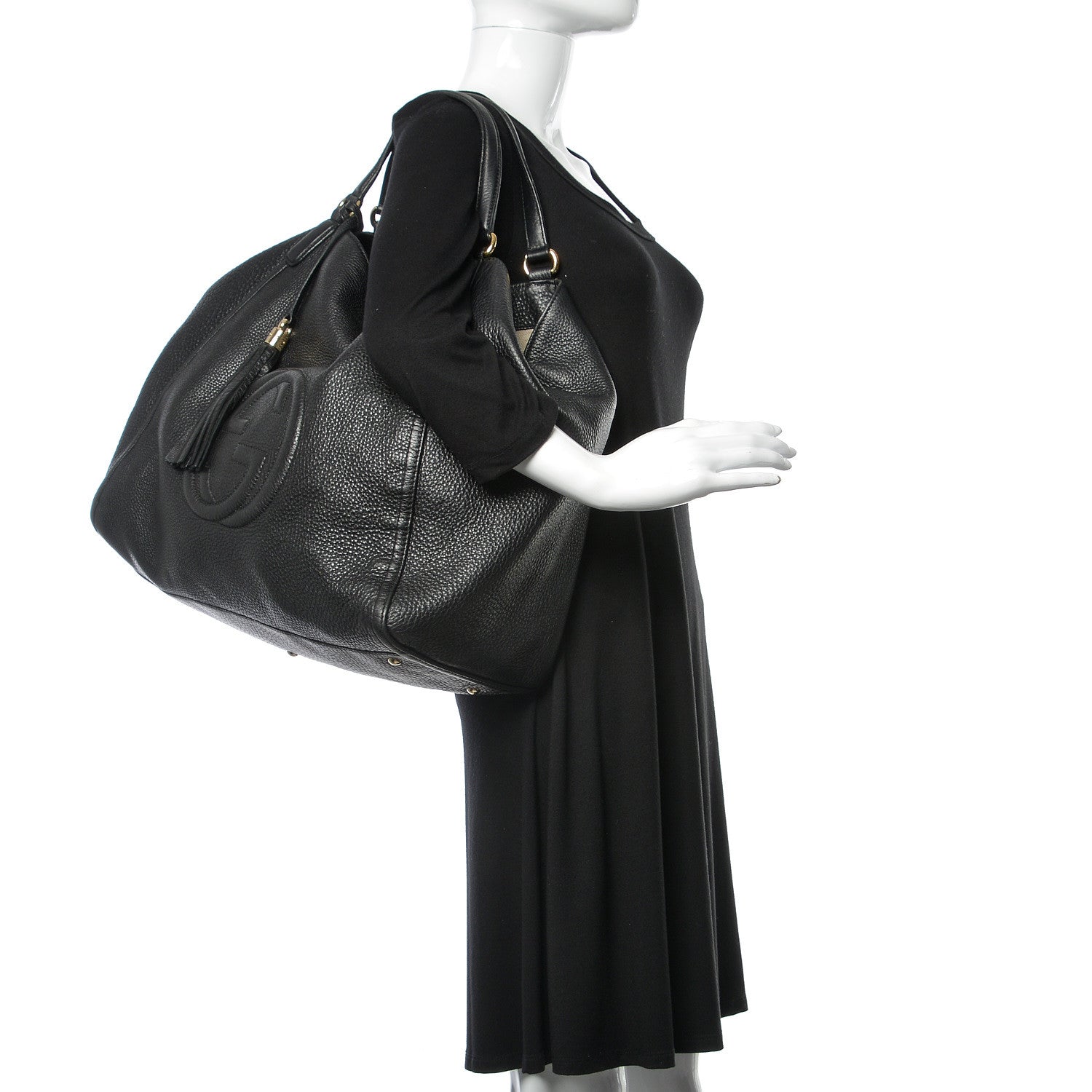 Gucci Pebbled Calfskin Large Soho Shoulder Bag Black 2 of 12