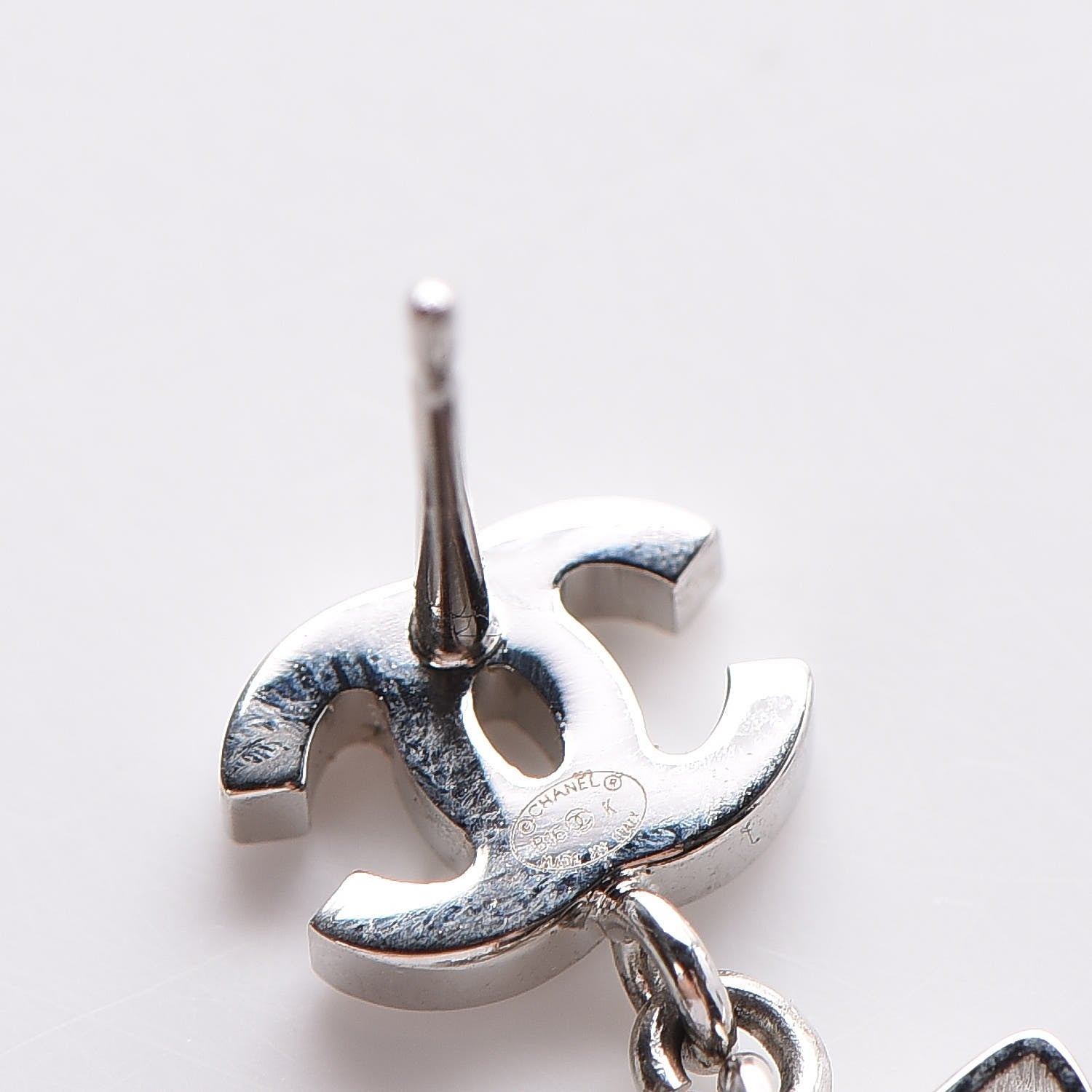 Chanel Crystal Emoji Choupette Cat CC Earrings Silver 4 of 5