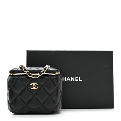 Chanel Lambskin Quilted Mini Vanity Case With Chain Black 10 of 10