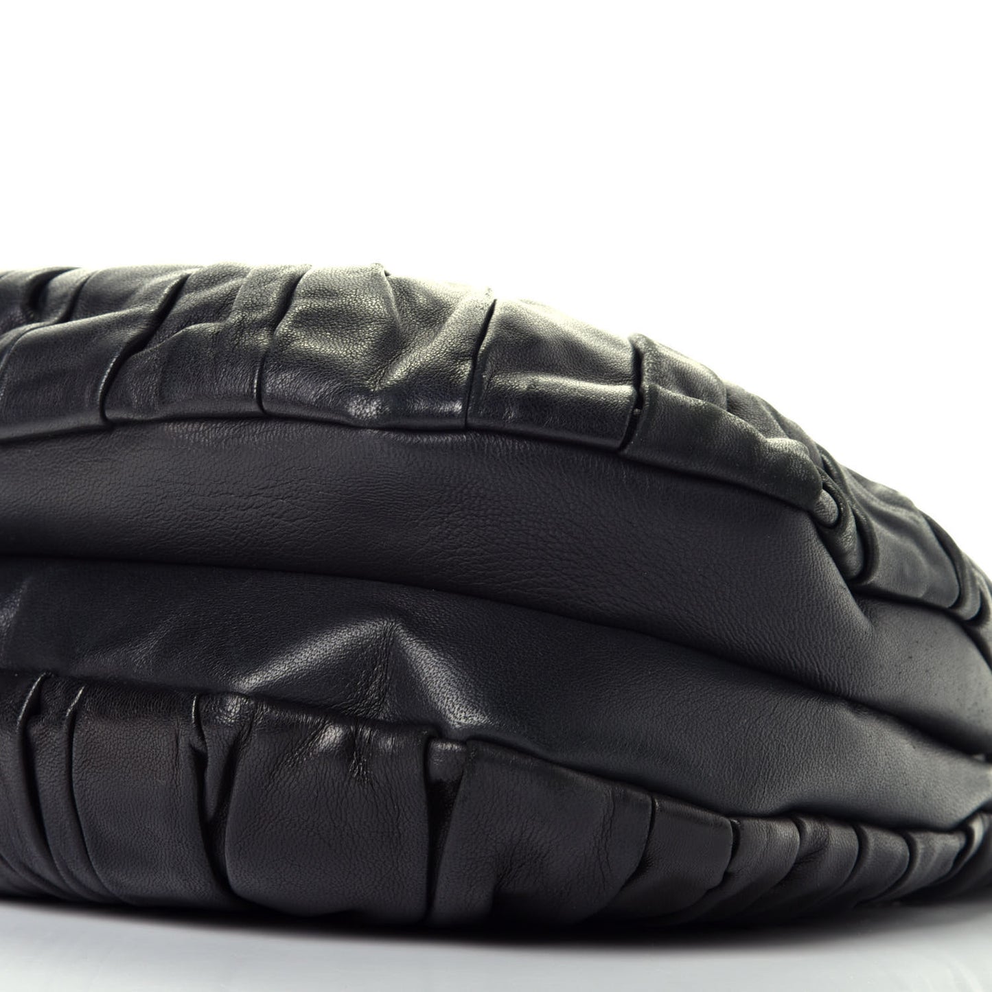 Lambskin Plisse Pleated Shoulder Bag Black