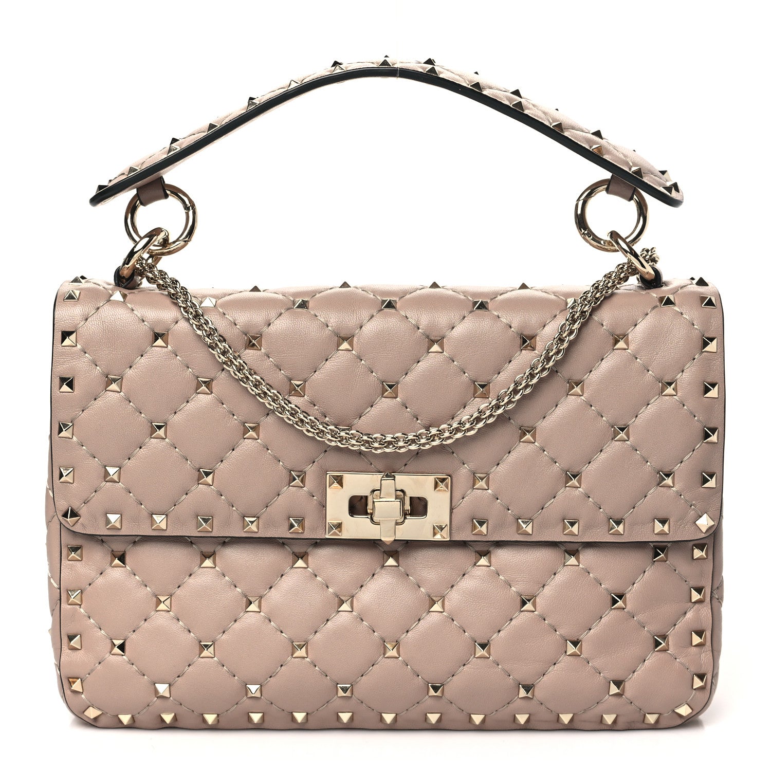 Valentino Garavani Lambskin Medium Rockstud Spike Shoulder Bag Poudre 1 of 9