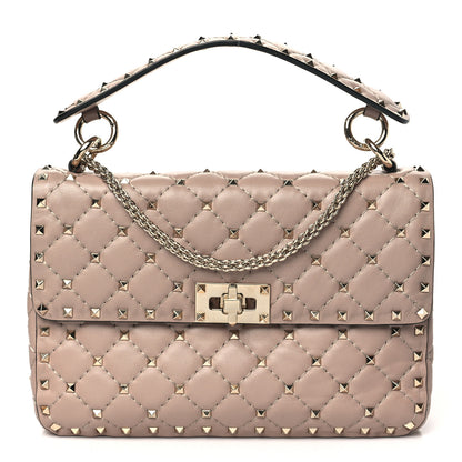 Valentino Garavani Lambskin Medium Rockstud Spike Shoulder Bag Poudre 1 of 9