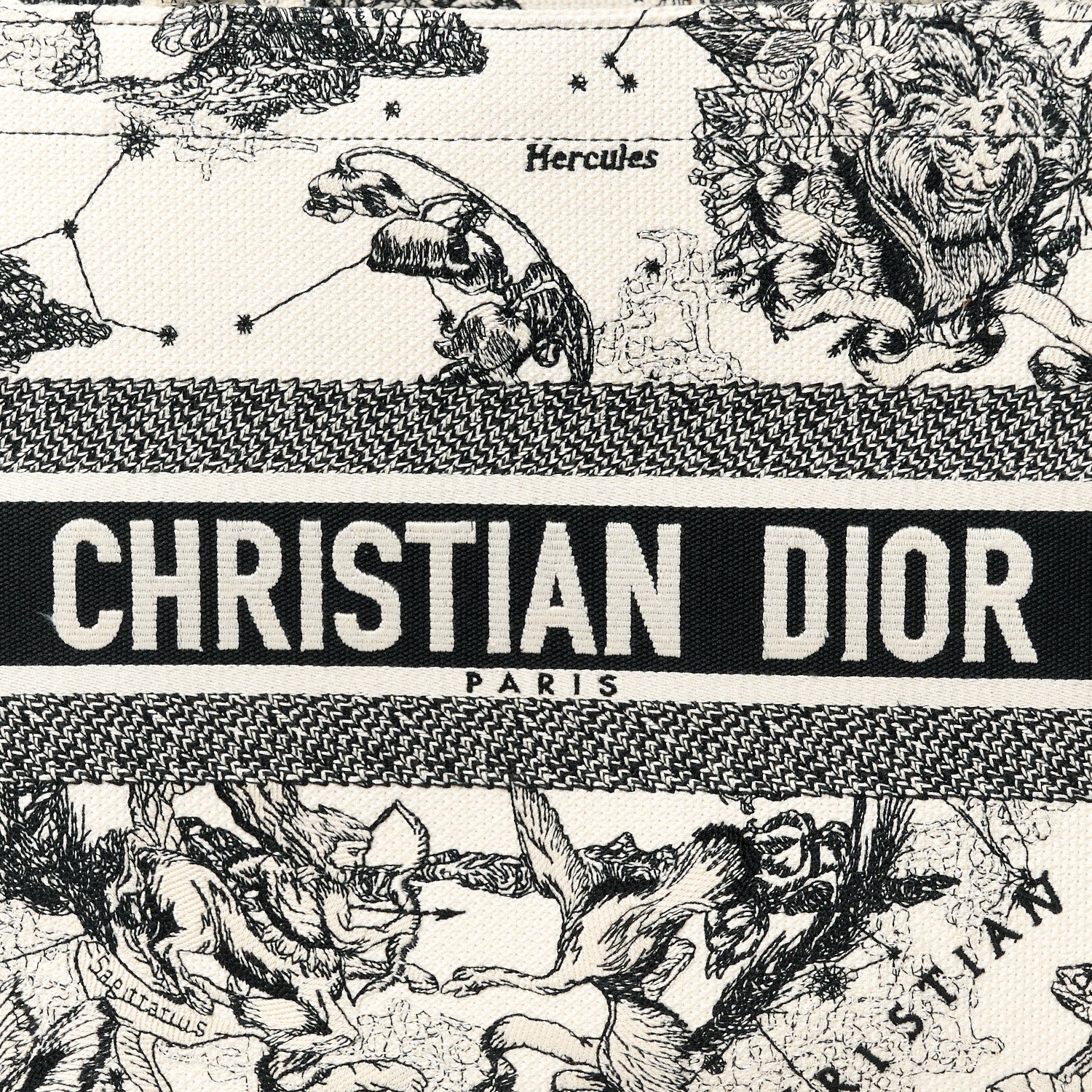 Christian Dior Canvas Zodiac Toile De Jouy Embroidered Medium Book Tote Latte 7 of 9