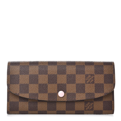 Louis Vuitton Damier Ebene Emilie Wallet Rose Ballerine 1 of 7