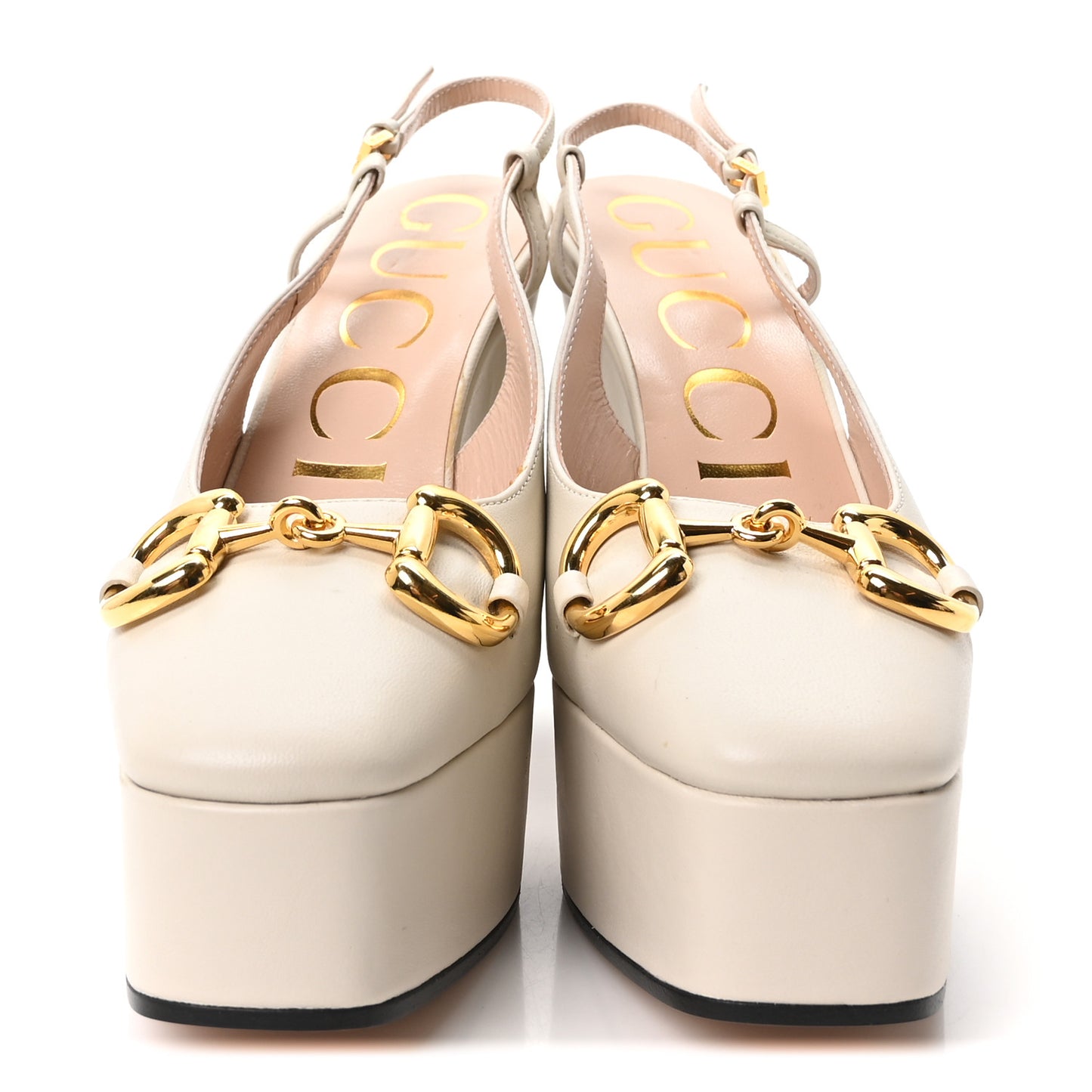 Nappa Horsebit Platform 35/120mm Slingback Pumps 36 New Mystic White