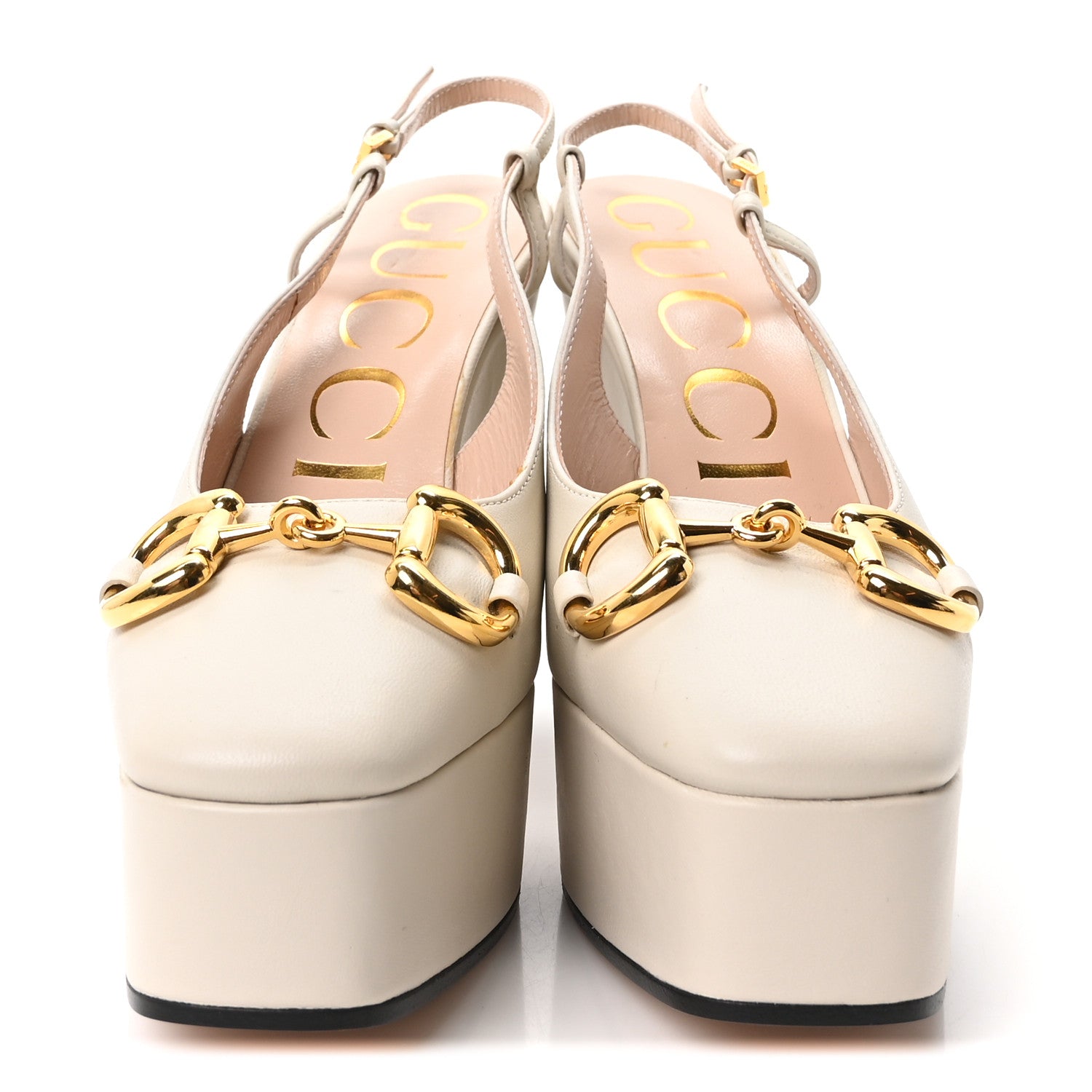 Gucci Nappa Horsebit Platform 35/120mm Slingback Pumps 36 New Mystic White 3 of 8