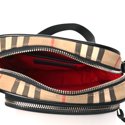 Burberry Canvas Calfskin Vintage Check Freddie Crossbody Bag Archive Beige 5 of 10