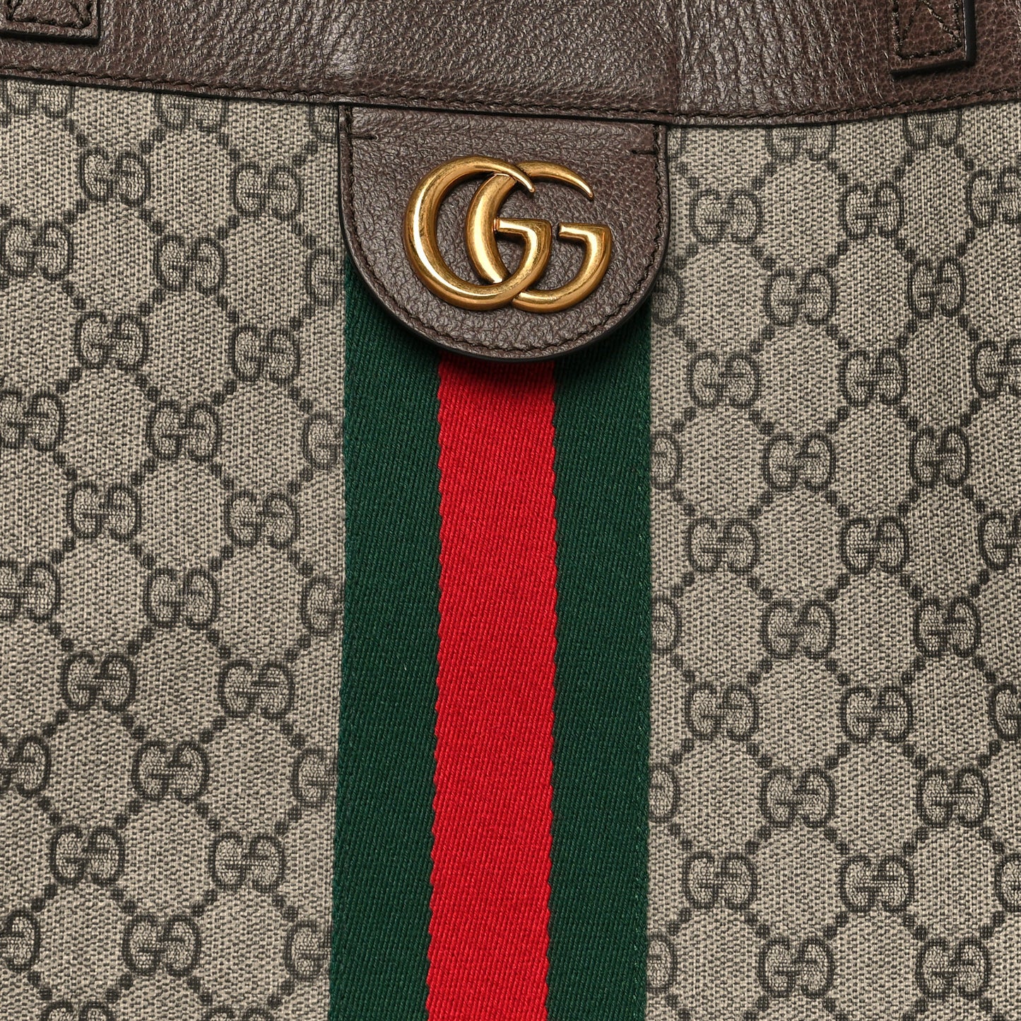 GG Supreme Monogram Web Ophidia Tote Brown