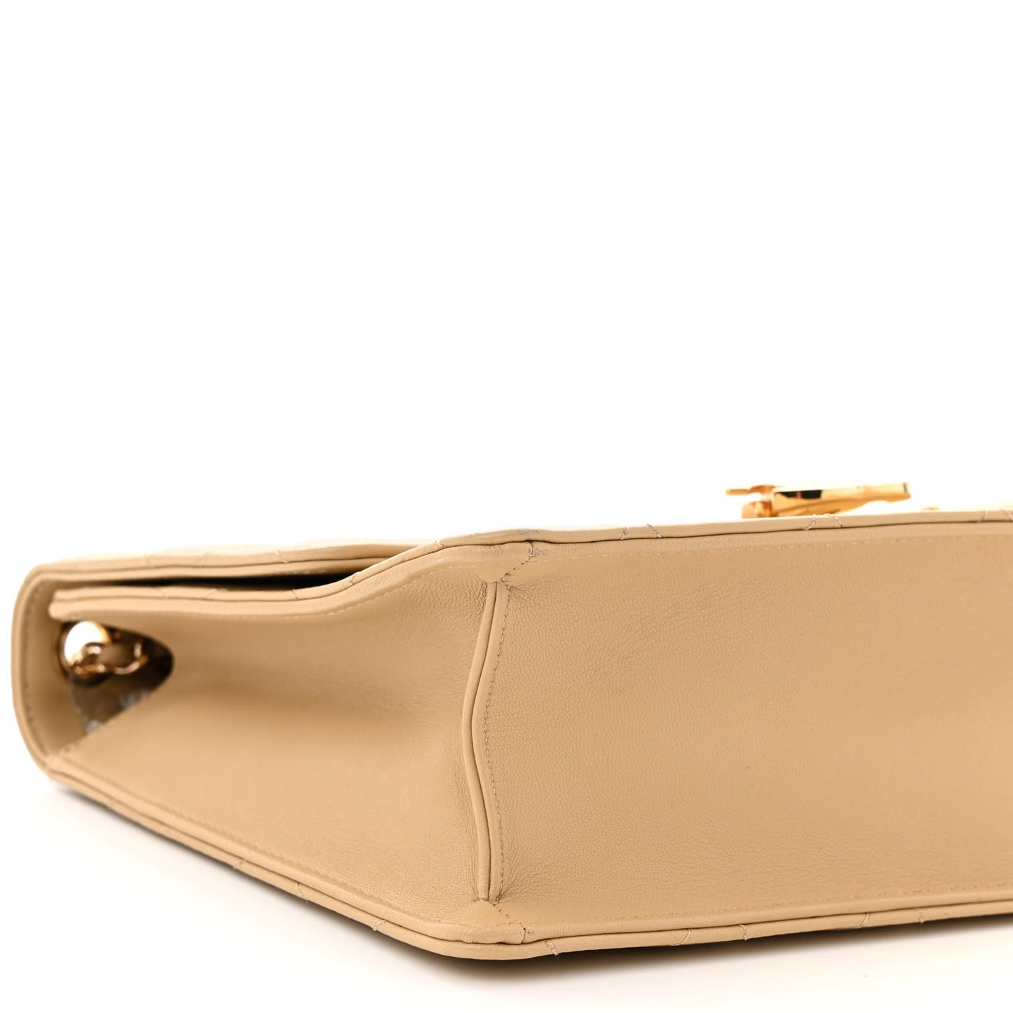 Lambskin Quilted Medium Golden Class Flap Dark Beige