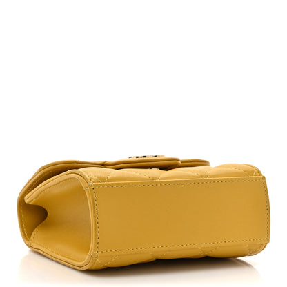Chanel Lambskin Quilted Top Handle Flap Clutch With Chain Yellow 4 of 17