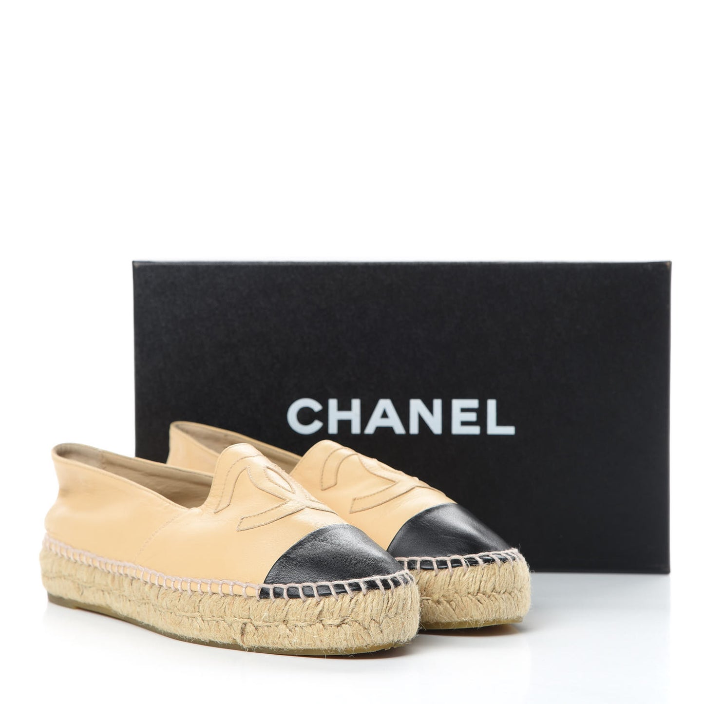 Lambskin CC Espadrilles 37 Beige Black