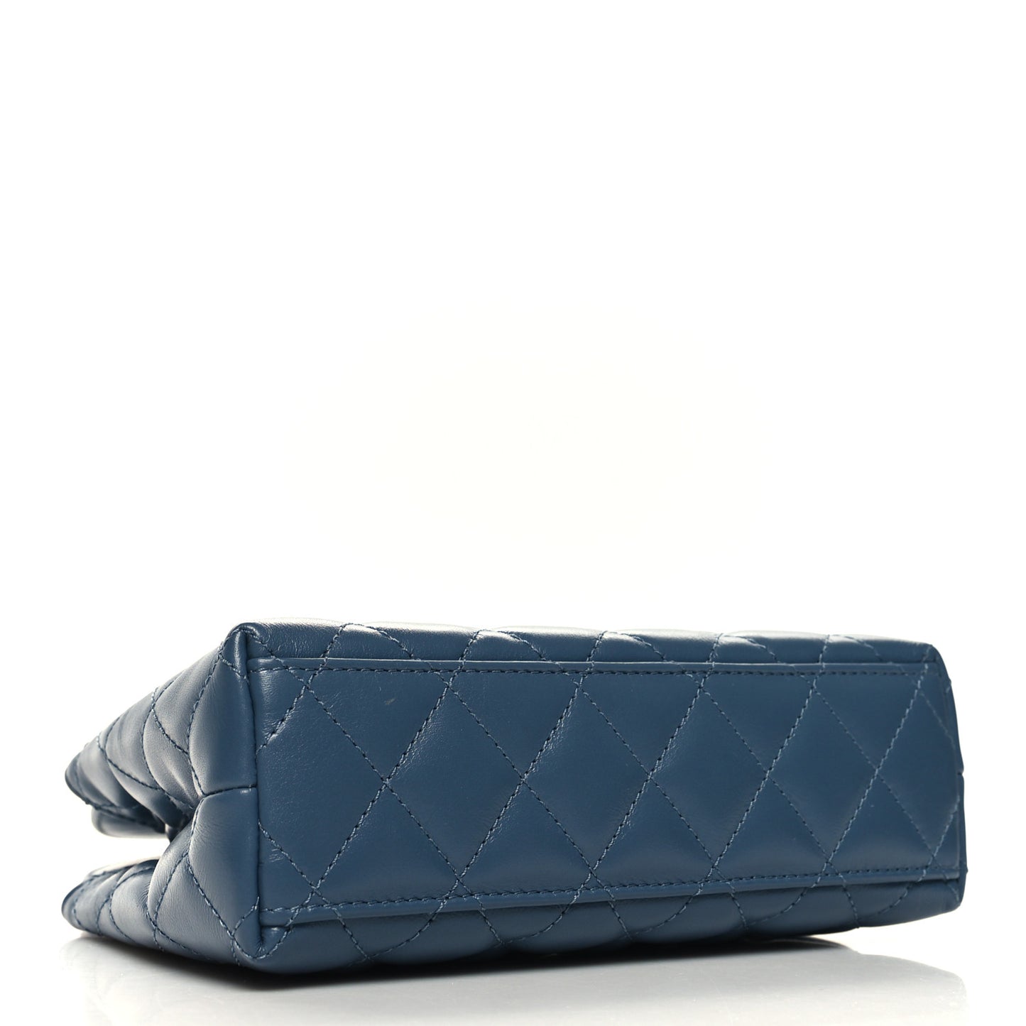 Shiny Aged Calfskin Quilted Nano Kelly Shopper Dark Blue