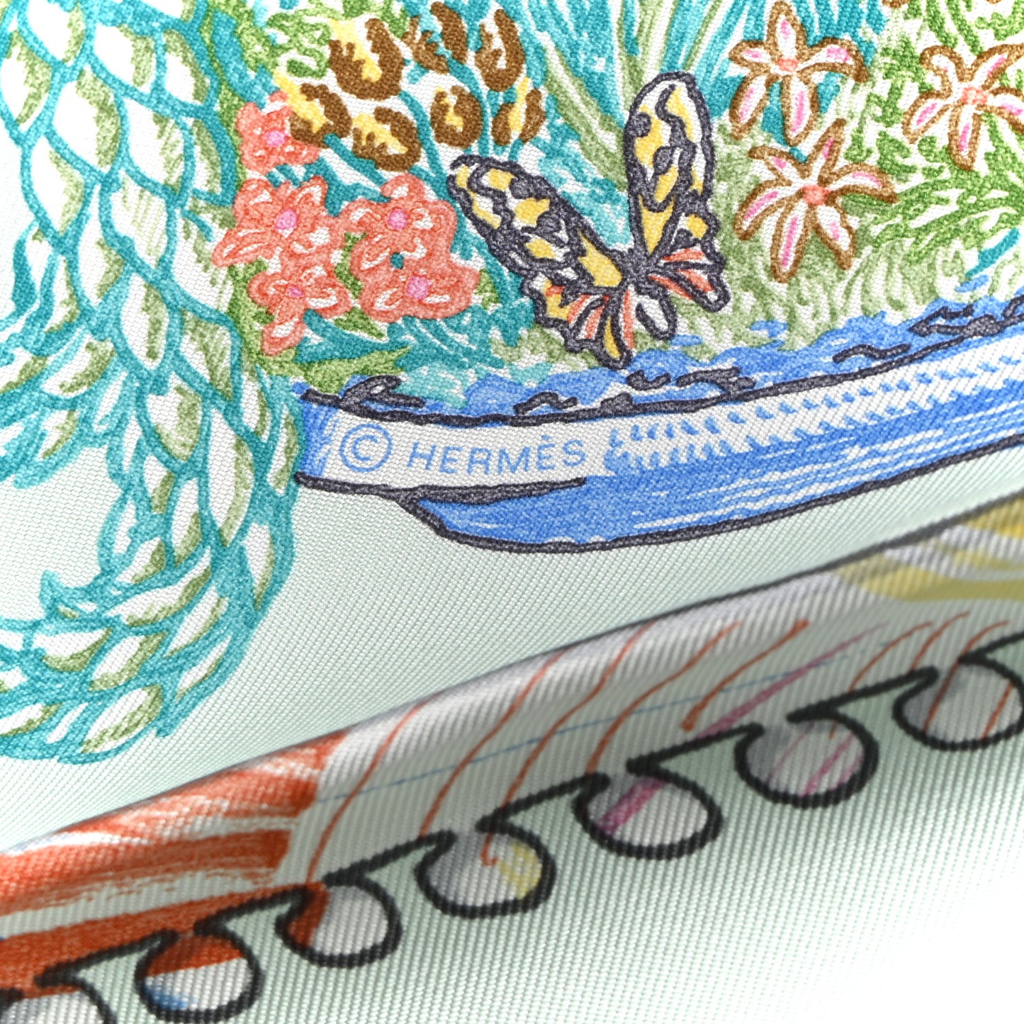 Chevaloscope Scarf 90 Vert D'eau Corail Bleu