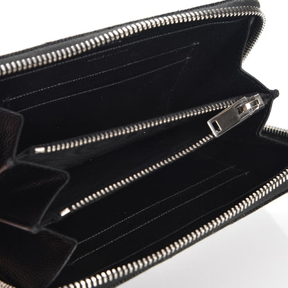 Saint Laurent Grain De Poudre Matelasse Chevron Monogram Zip Around Wallet Black 6 of 8