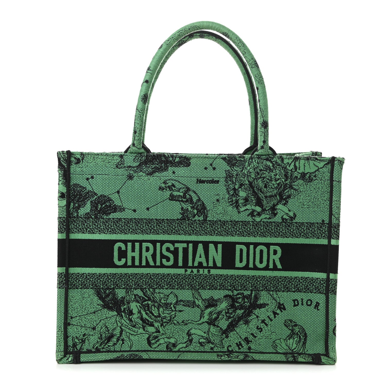 Christian Dior Canvas Embroidered Medium Zodiac Toile De Jouy Book Tote Green 1 of 10