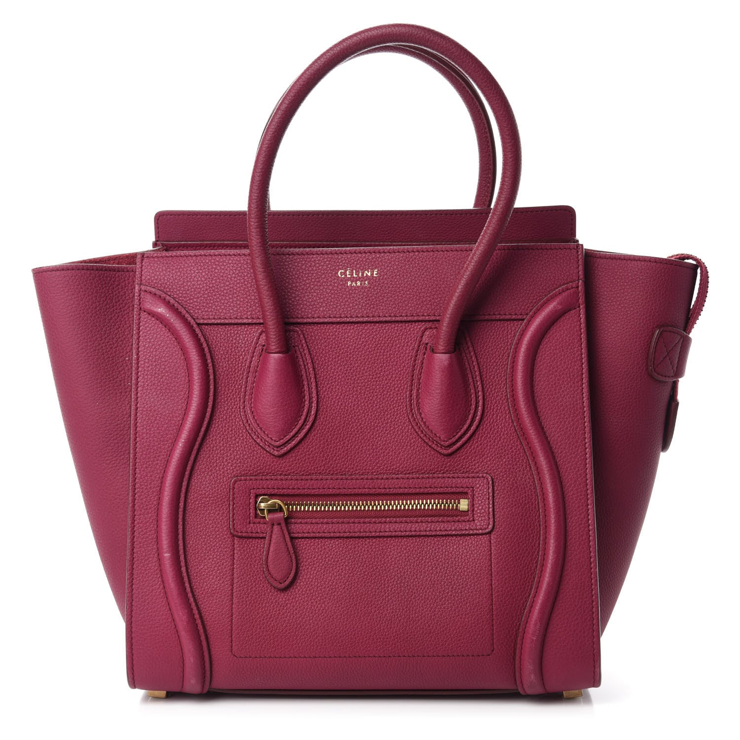 Celine Drummed Calfskin Micro Luggage Plum 1 of 14