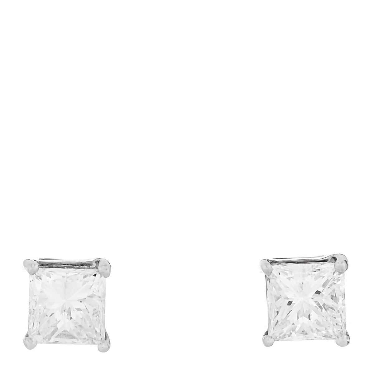 Parker & West by FASHIONPHILE Platinum Diamond .60ct Square Cut Solitaire Earrings 1 of 5