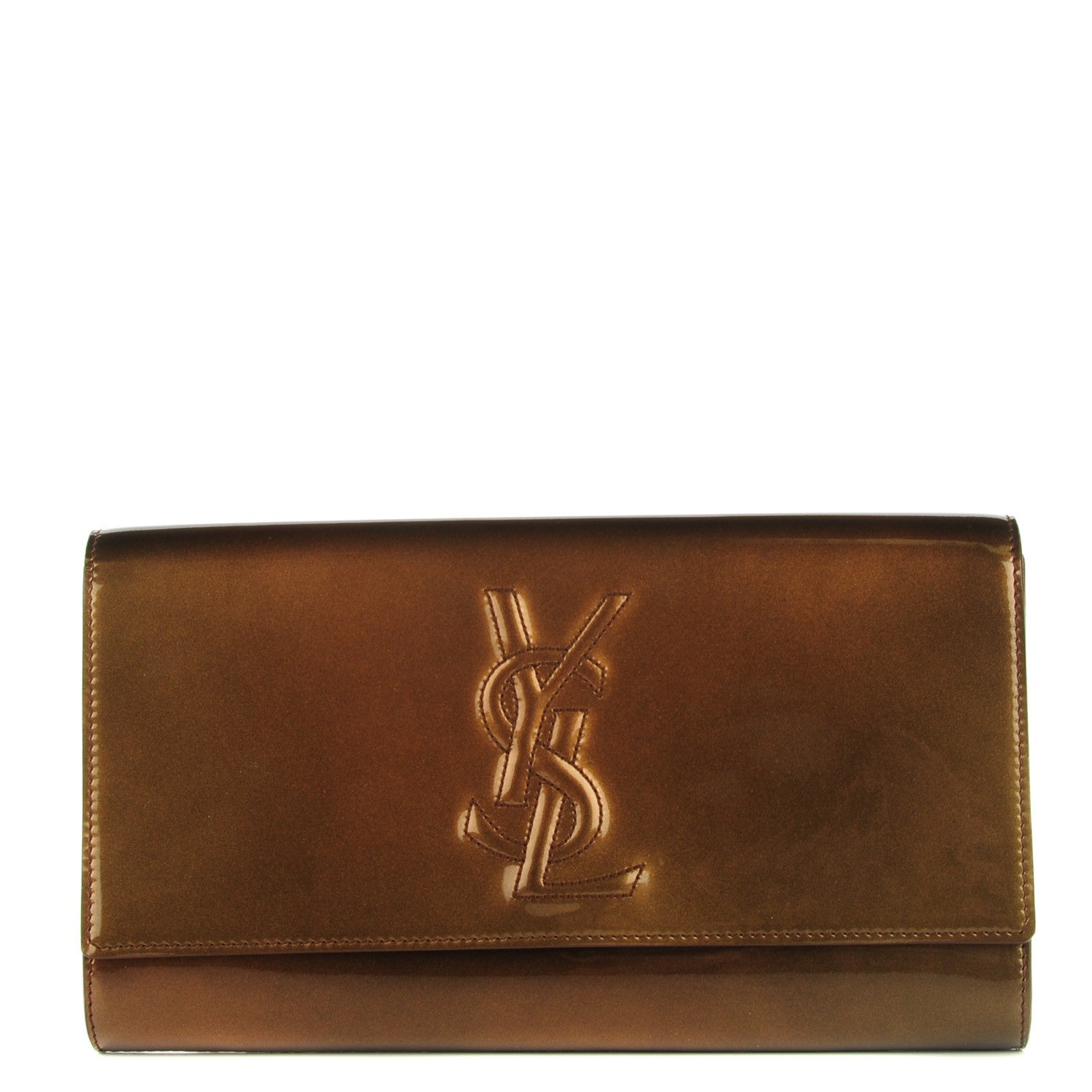 Saint Laurent Patent Large Belle De Jour Clutch Bronze 1 of 7