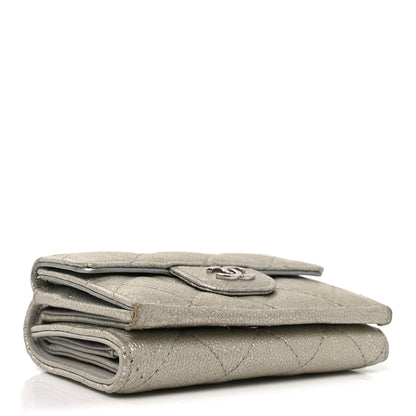 Chanel Metallic Caviar Quilted Double Flap Wallet Silver 4 of 9