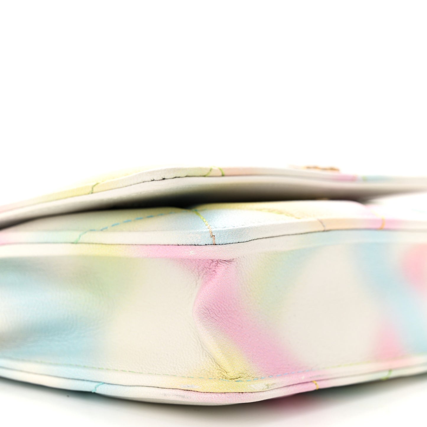Printed Goatskin Quilted Chanel 19 Wallet On Chain WOC White Multicolor