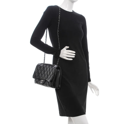 Chanel Lambskin Quilted Large 3 Flap Black 3 of 9