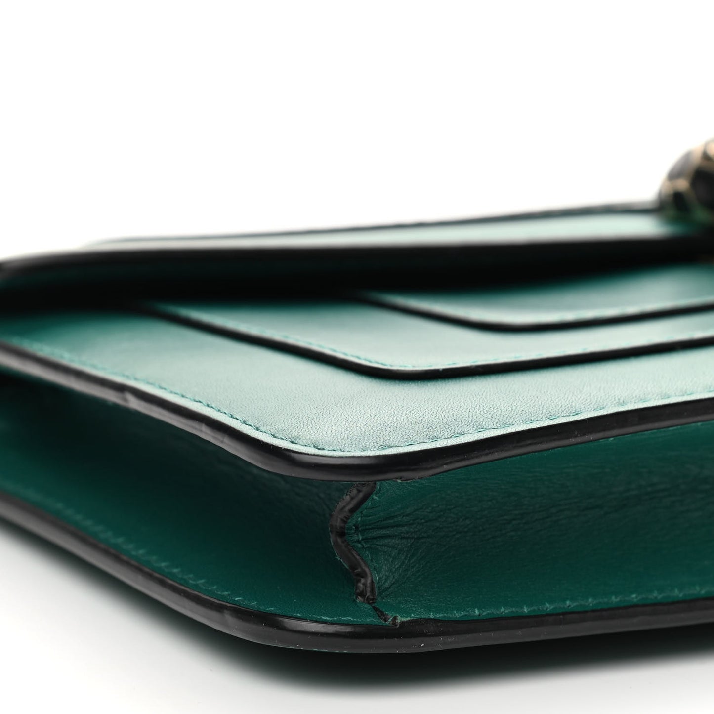 Calfskin Serpenti Forever Flap Clutch Emerald Green