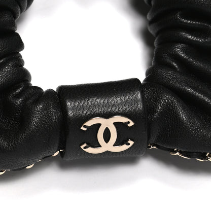 Chanel Lambskin Chain CC Hair Scrunchie Black Gold 4 of 4