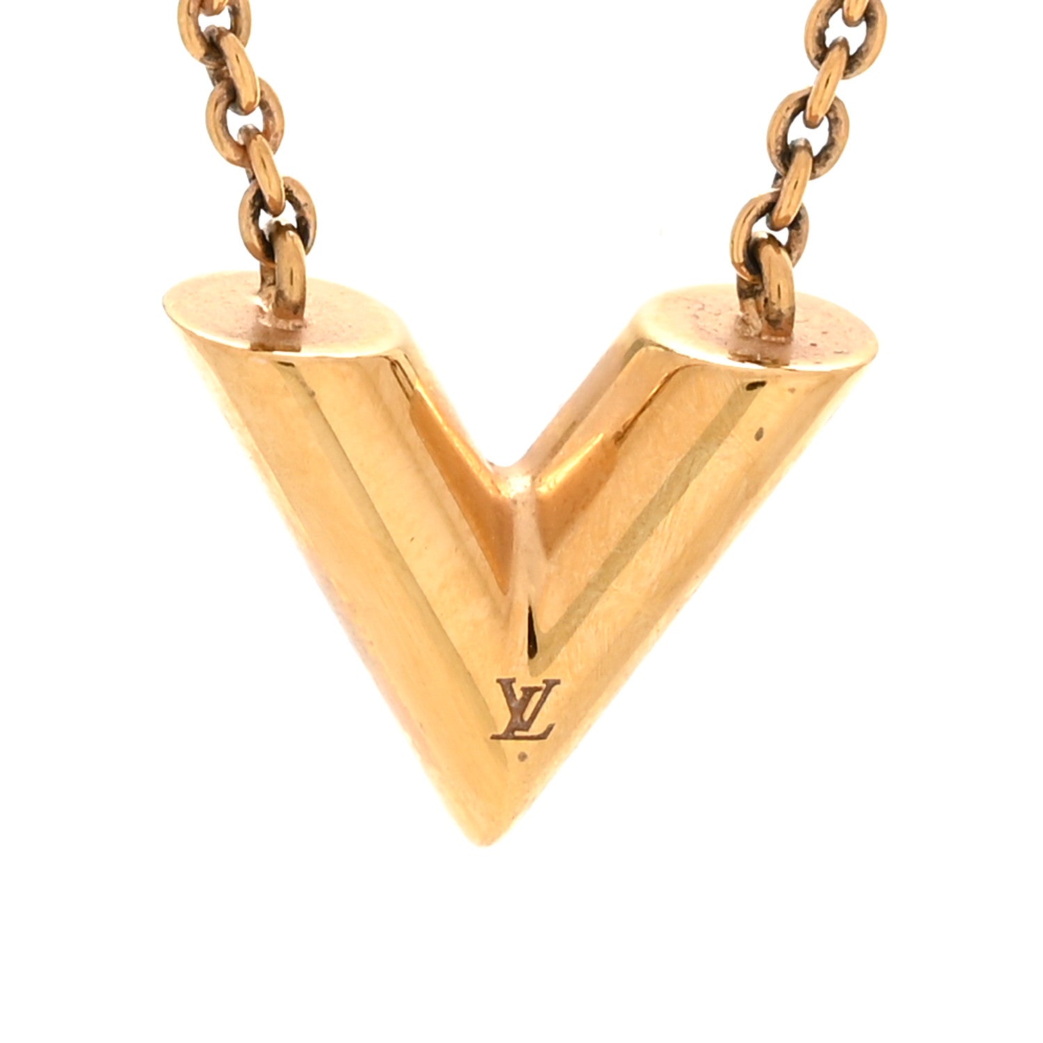 LOUIS VUITTON ゴールド エセンシャル V ゴールド Louis Vuitton Essential V Necklace Gold 1844835 – FASHIONPHILE
