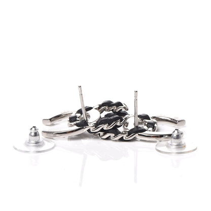 Chanel Lambskin Crystal CC Earrings Silver 3 of 5