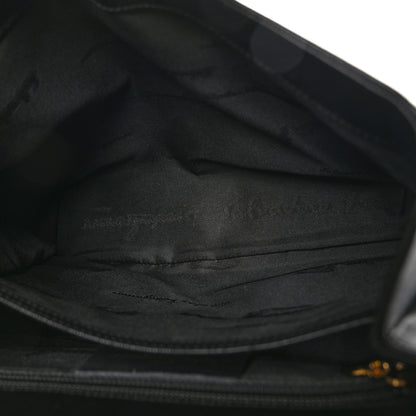 Salvatore Ferragamo Hammered Calfskin Gancini Top Handle Bag Black 5 of 10