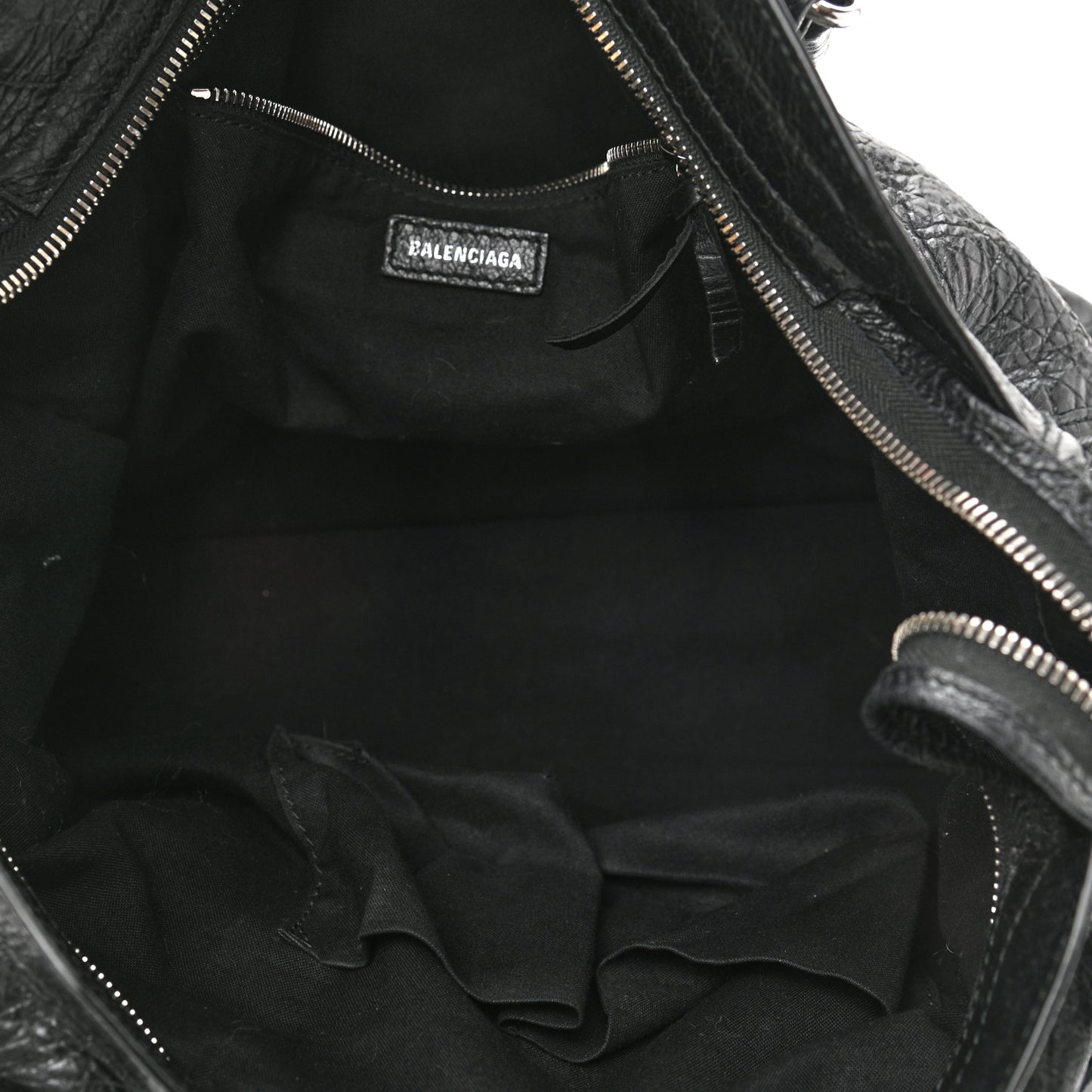 Agneau Classic Silver Hardware City Logo Strap Black White
