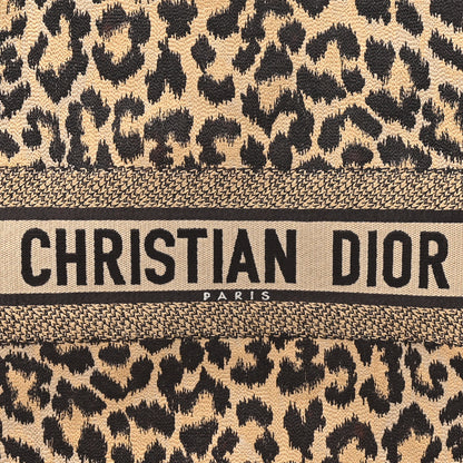 Christian Dior Canvas Mizza Embroidered Large Leopard Book Tote Beige 8 of 10