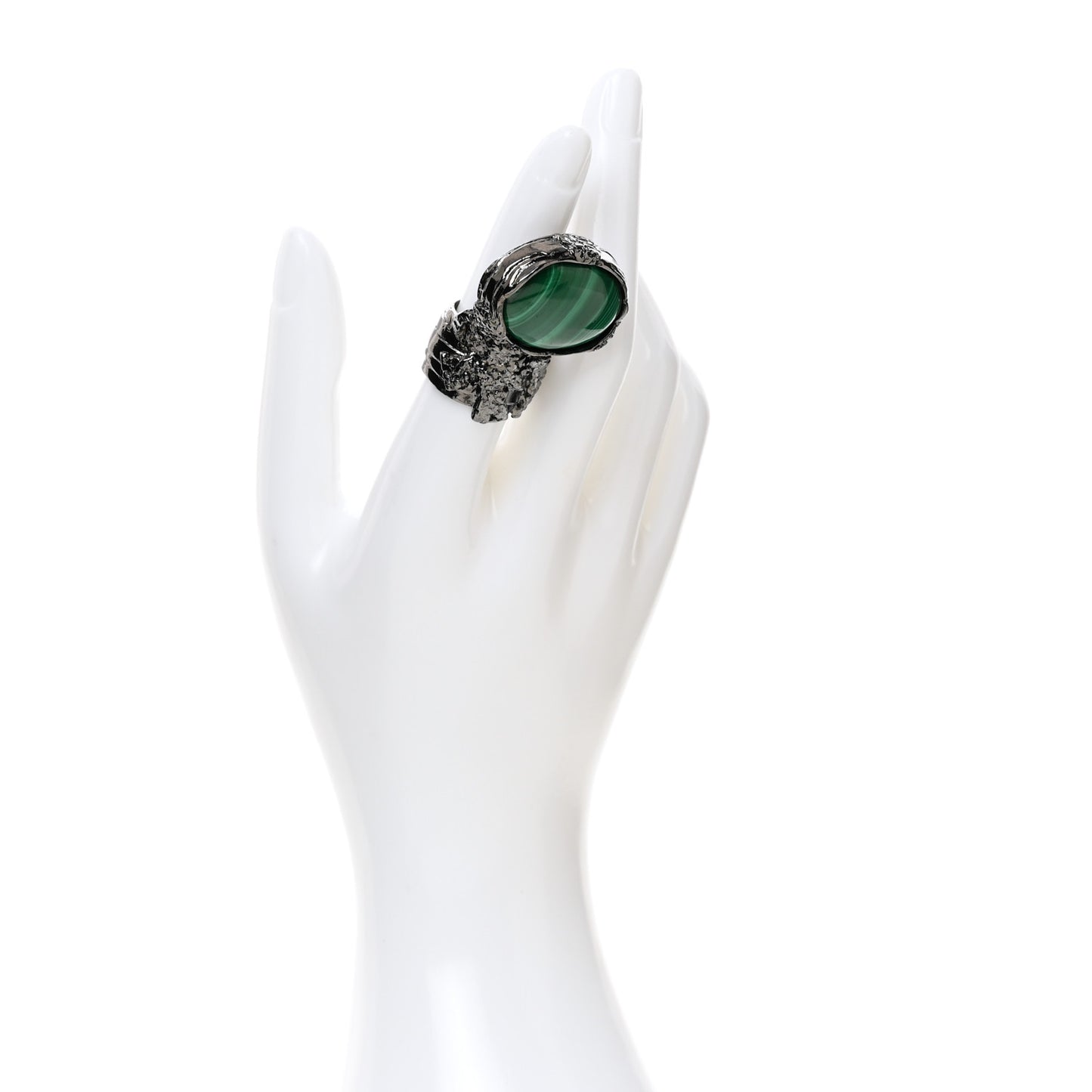 Glass Cabochon Arty Ovale Ring 52 6 Gunmetal Jade