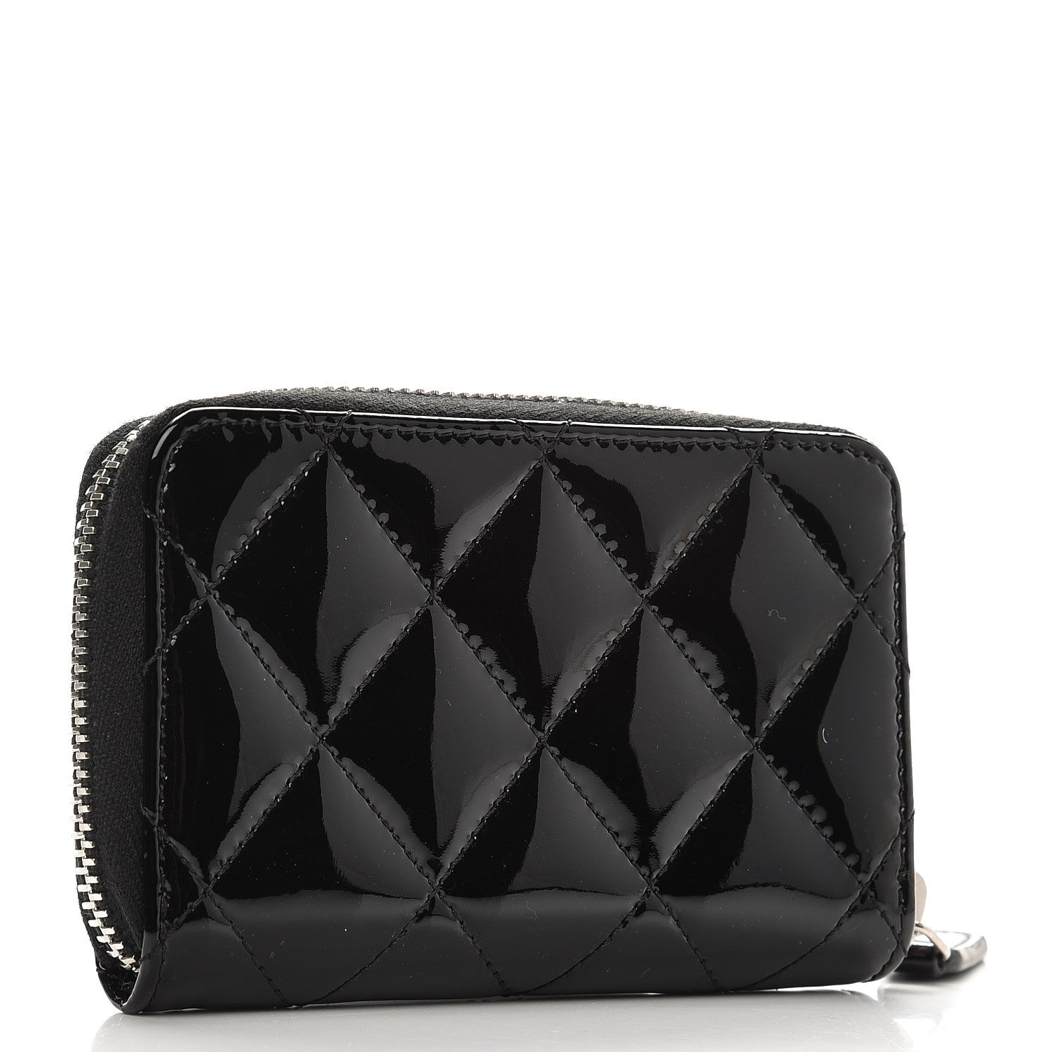 Chanel Patent Calfskin Quilted Zip Coin Purse Black 3 of 8
