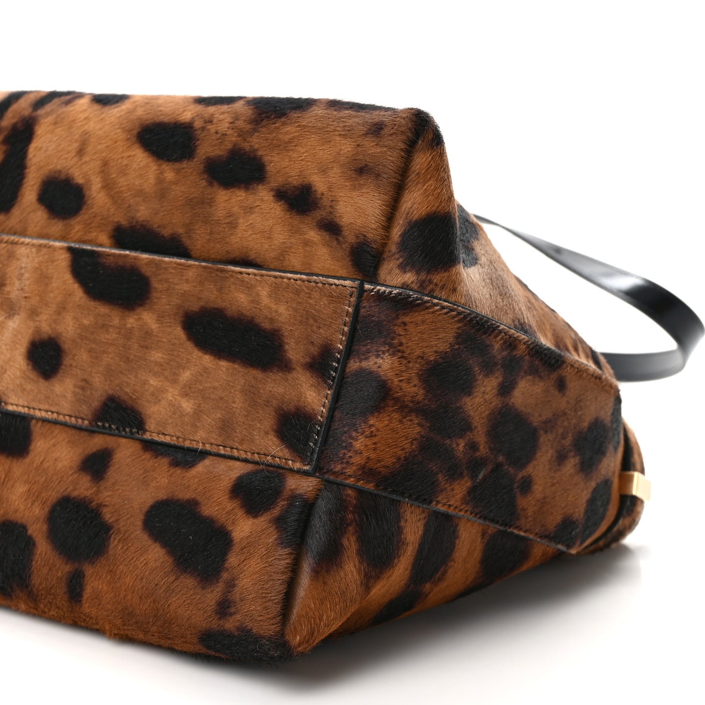 Calfskin Pony Hair Hug Shoulder Bag Beige Testo Di Moro Black