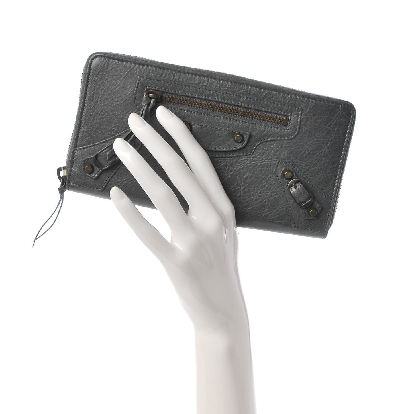 Agneau Classic Hardware Continental Zip Around Wallet Gris Tarmac
