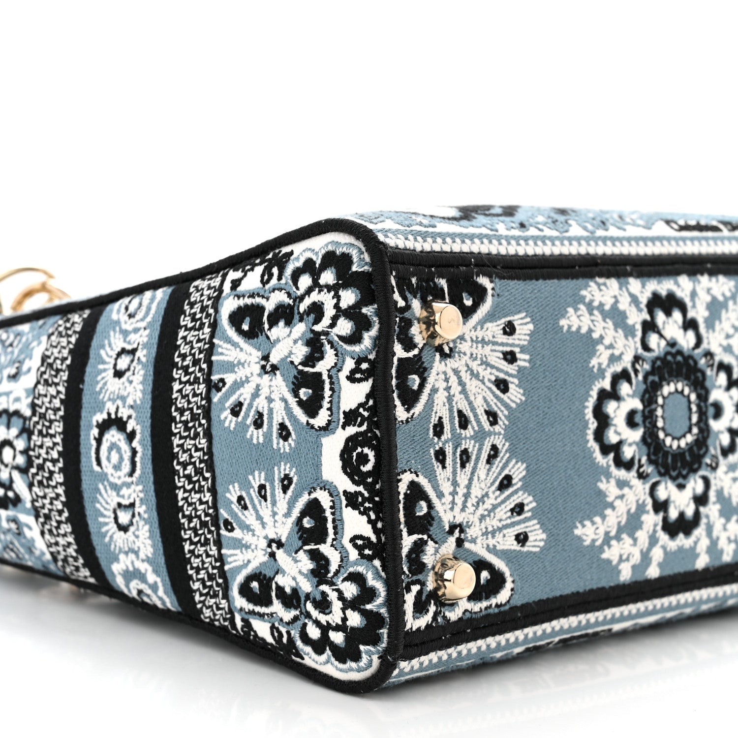 Christian Dior Canvas Embroidered Butterfly Bandana Print Medium Lady D-Lite Denim Blue 9 of 11