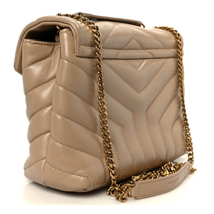 Saint Laurent Calfskin Y Quilted Monogram Small Loulou Chain Satchel Dark Beige 3 of 12