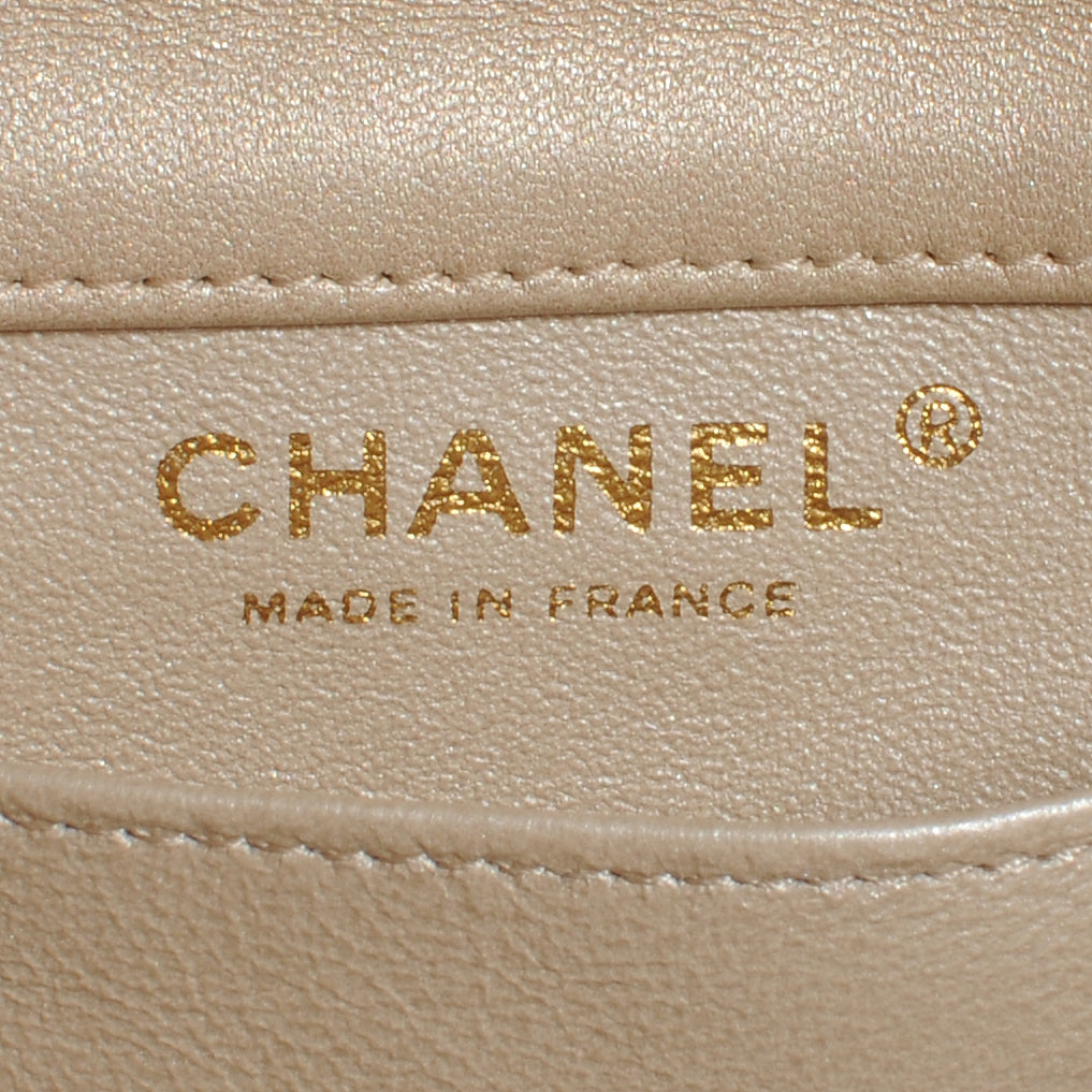 Lambskin Quilted Extra Mini Flap Light Gold