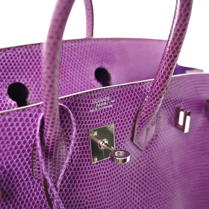 Hermes Lizard Birkin 25 Violet 6 of 11