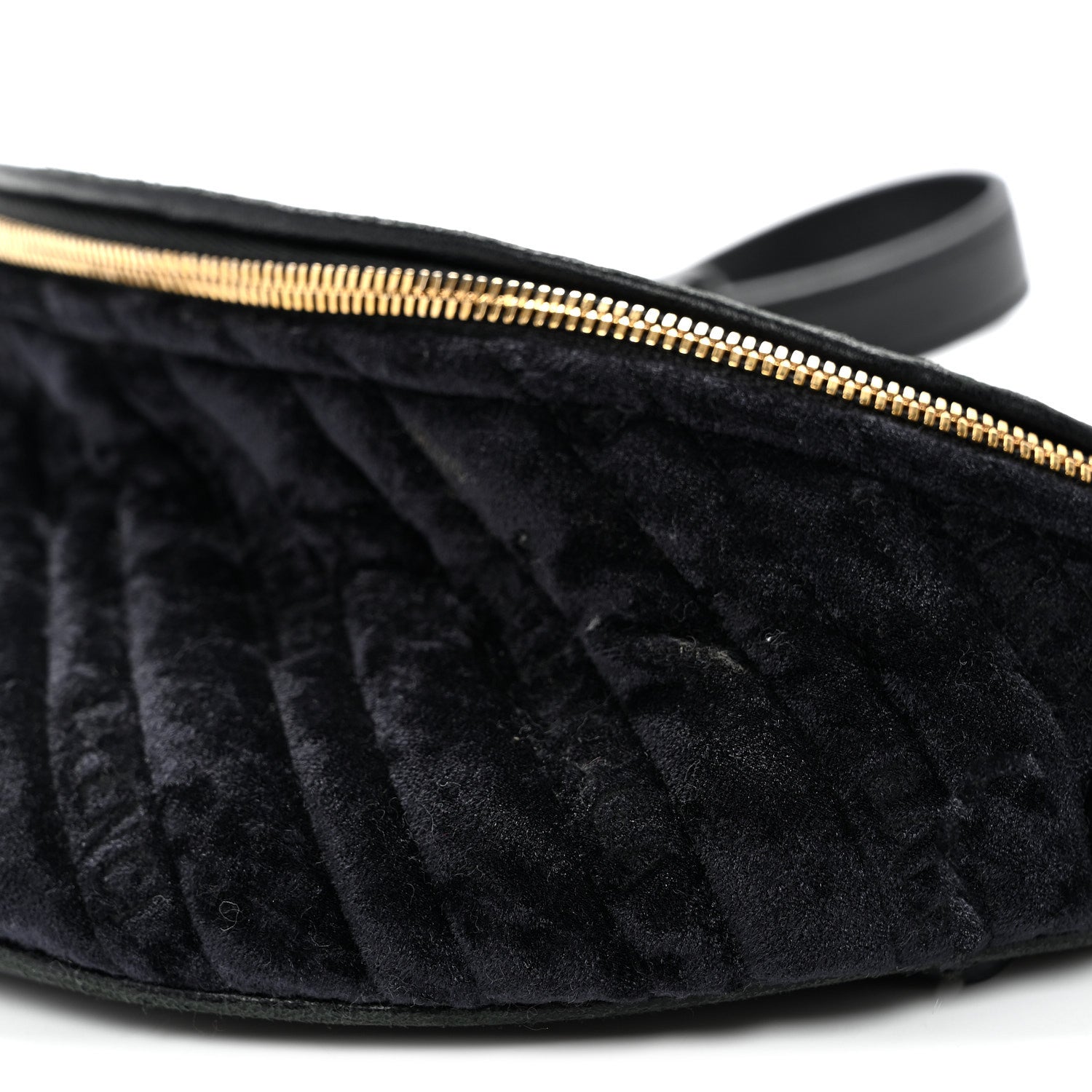Balenciaga Crushed Velvet Logo Embossed XXS Souvenir Belt Bag Black 9 of 10