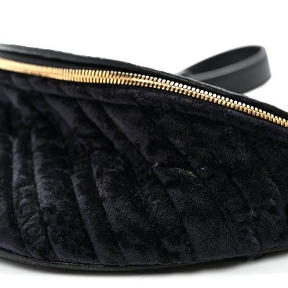 Balenciaga Crushed Velvet Logo Embossed XXS Souvenir Belt Bag Black 9 of 10