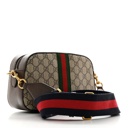 Gucci GG Supreme Monogram Textured Dollar Calfskin Web Ophidia Wristlet Shoulder Bag Beige Ebony New Acero 2 of 10